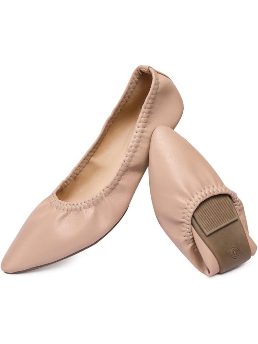 Women's Light Coffee Ballet Flat Slip On Flat Portable Classic Casual Dres Shoes